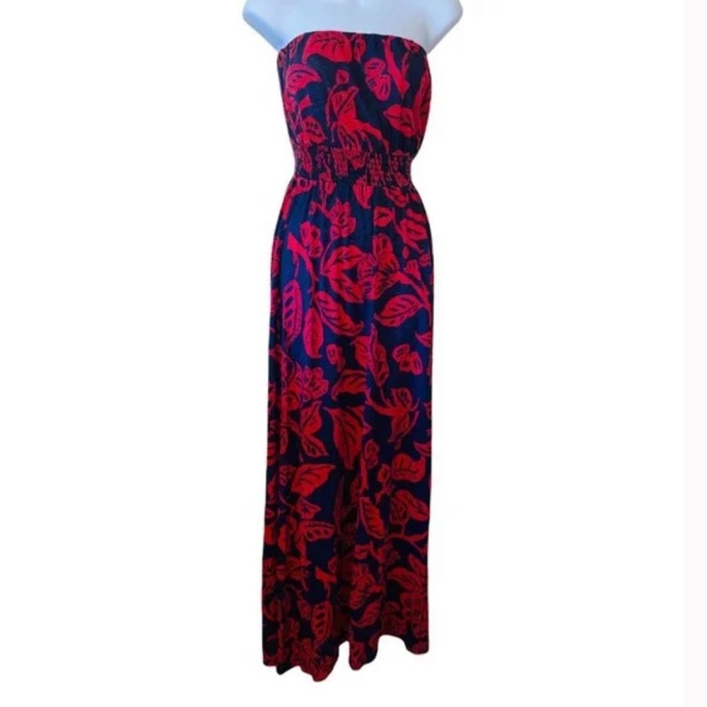 Lucky Brand Red & Navy Maxi Dress Size ~ S